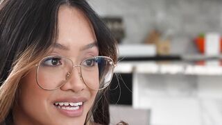 Petite small tits Asian teen stepsister Jade Kimiko taking care of stepbro