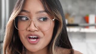 Petite small tits Asian teen stepsister Jade Kimiko taking care of stepbro