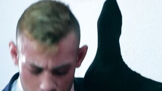 Ricky Blue large cock puts into good use after pounding Robbie Rojo
