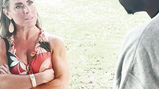 Babe MILF Athena West protects her son from the Bully Trainer