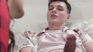 TS got shocked of friends stepbrothers big cock