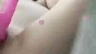 peeking at my stepsister as she toys on bed