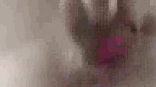 peeking at my stepsister as she toys on bed