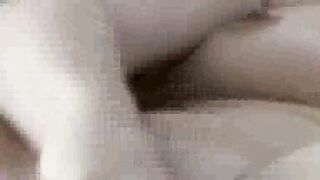 peeking at my stepsister as she toys on bed