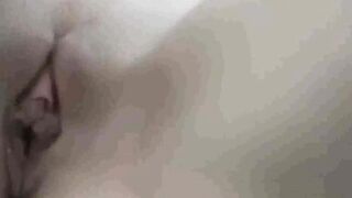 peeking at my stepsister as she toys on bed
