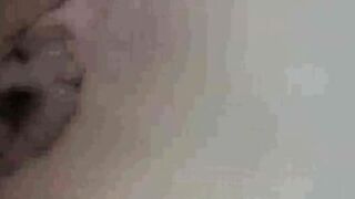 peeking at my stepsister as she toys on bed