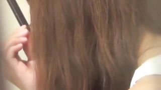 Akina delicately rubs her delicious pussy for secret camera