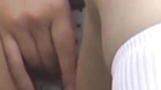 Voyeur captures every second of pussy poking till pee