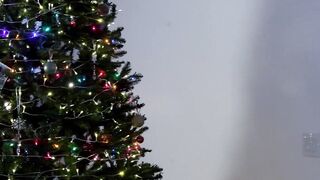 Surprising sloppy blowjob from the bag for big dick santa by petite teen