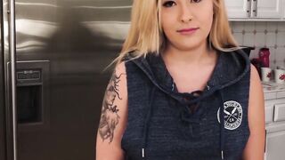 In trouble teen Serena Skye nonstop sucking stepdads big cock in POV