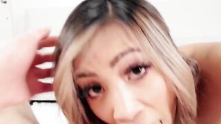 Asian Samantha Lexis hungry mouth meets throbbing cock with thick load