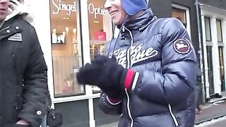 Cutie sucks and jerks off dick