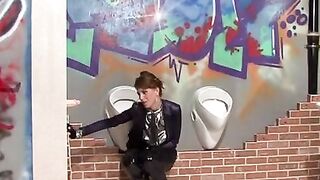 Girl's ass shiny with slime