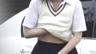 Lady in a skirt wipes pussy after an accidental pee leak
