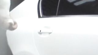 Lady in a skirt wipes pussy after an accidental pee leak