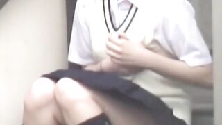 Lady in a skirt wipes pussy after an accidental pee leak