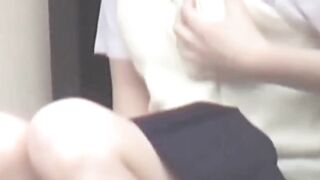 Lady in a skirt wipes pussy after an accidental pee leak