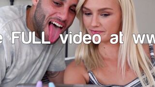 Slutty blonde stepsister gets teen pussy pounded by older stepbro