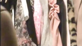 Voyeur spies Asian hottie rubbing slick sensitive cunt