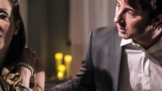 Criminal blonde MILF silences witness by marrying and fucking him