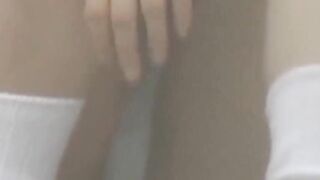 Schoolgirl rubs pussy and gushes a golden stream outside