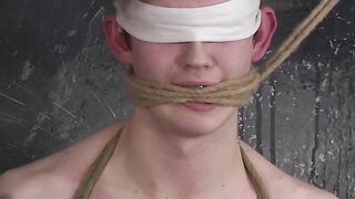 Young gay submissive throat fucked and facialized