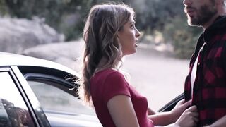 Stranded blonde MILF hitchhikes and fucks big dick stud outdoors