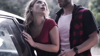 Stranded blonde MILF hitchhikes and fucks big dick stud outdoors