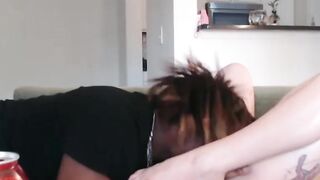 Slut with pigtails suck cock and takes hard BBC pounding