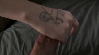 Hot Charlotte Sartre milks my cock with her sexy feet and soft fingers