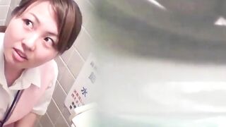 Employees unload different streams into the office restroom