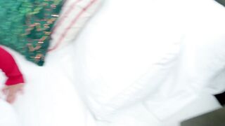 Sloppy blowjob under the Christmas tree by big ass redhead teen stepsister