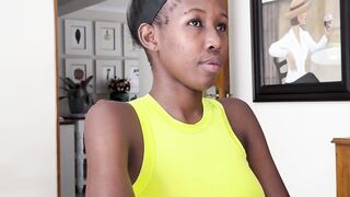 Sexy African teen swallowed huge white dick and got fuccked from the back