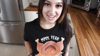 Naughty teen stepdaughter Violet Gems stuffed by stepdad like a turkey