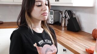 Naughty teen stepdaughter Violet Gems stuffed by stepdad like a turkey