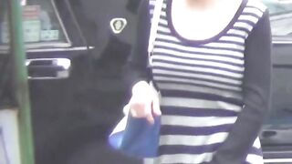 Girls release golden juice from their hairy pussy in urinal