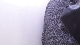 Girls release golden juice from their hairy pussy in urinal