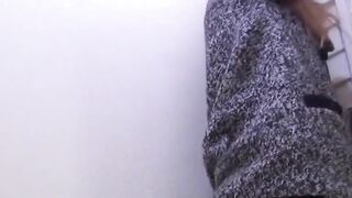 Girls release golden juice from their hairy pussy in urinal