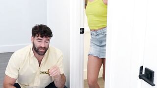 Stepdads third throbbing hand fits itself into Chloe Temples narrow pussy