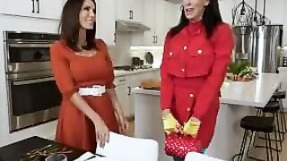 Stepmom and stepaunt sharing my cum