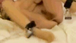 writhing slut Nikkie tied with a chain