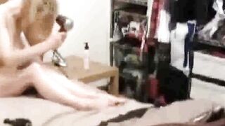 Spying on Stepmom’s solo with handle of hairbrush