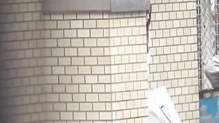 Random women lift skirts to pee in a hidden cam restroom