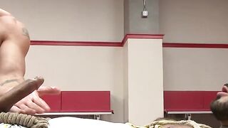 Rikk York gets taken down before edged and wanked by Jessie Colter