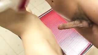 Asian cowgirl with big butt plug
