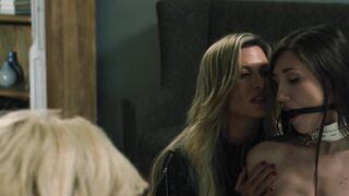 Mature petite blonde MILF teases and dominates a new lesbian sub