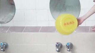Naughty women piss on each other in a steamy bathhouse