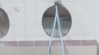 Naughty women piss on each other in a steamy bathhouse