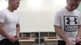 Teacher Ryuji and Hiroya teach a lazy student some hands on anal lesson