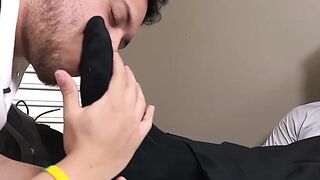 Dan Edwards worships Drew Harpers feet to get his loan